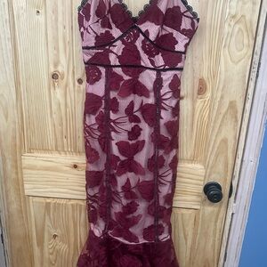 Lulu's Burgundy and Black Lace Dress